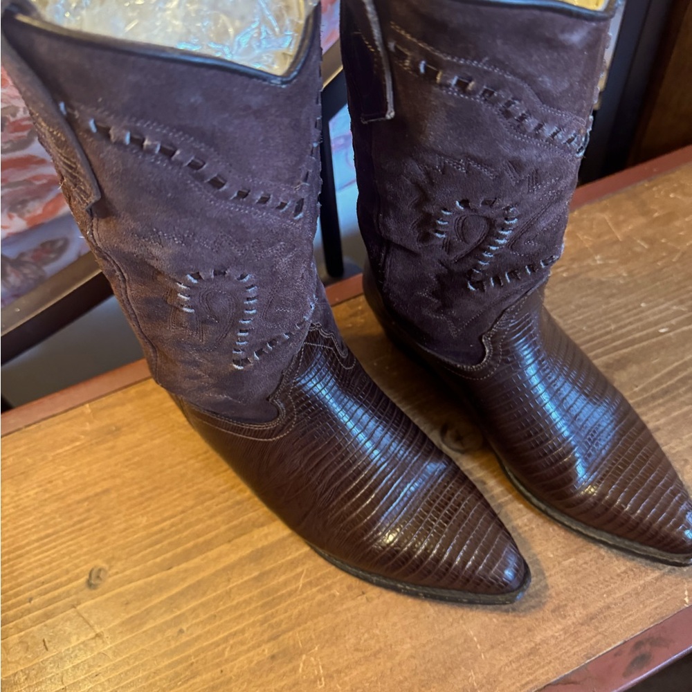 Seychelles Two-Tone Brown Heeled Western Boots - Picture 1 of 16